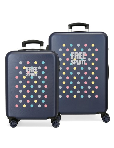 SET DE LOS 2 TROLLEYS 4R C+M MOVOM FREE DOTS AZUL MARINO